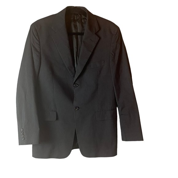 Theory Mens Slim Fit Two Button Striped Sport Coat Blazer Dark Charcoal Grey 40R - Picture 1 of 13